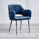 Margot Arm Chair Matte Black Steel, Blue Velvet CHMS014 Zentique