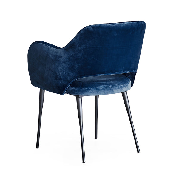 Margot Arm Chair Matte Black Steel, Blue Velvet CHMS014 Zentique