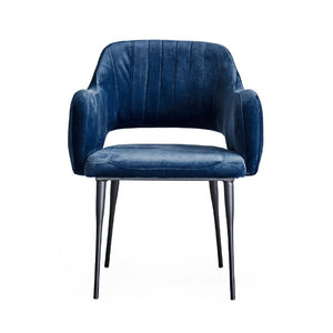 Zentique Margot Velvet Arm Chair with Steel Frame — Compact Luxury Seating, Stain-Resistant, Supportive Design CHMS014