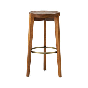 Ambrose Stool Solid Wood, Bronze Stainless Steel CHMS018 Zentique