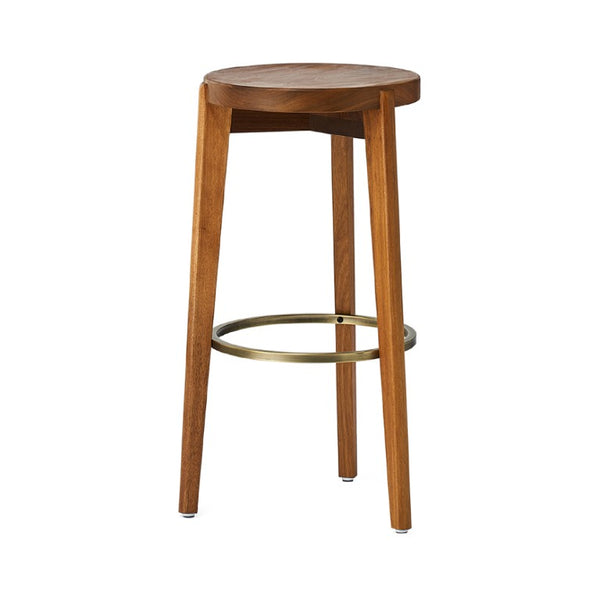 Zentique Ambrose Solid Wood Counter Stool with Stainless Steel Accents, Ergonomic 26"H Seat, Compact Design CHMS018