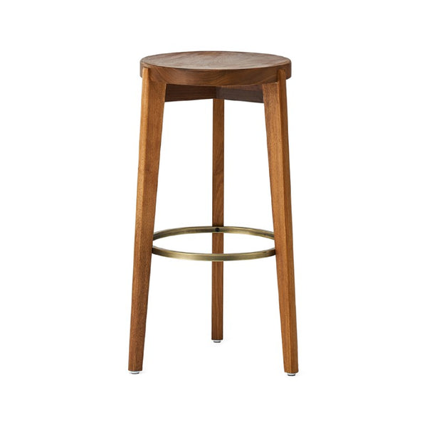 Zentique Ambrose Solid Wood Counter Stool with Stainless Steel Accents, Ergonomic 26"H Seat, Compact Design CHMS018