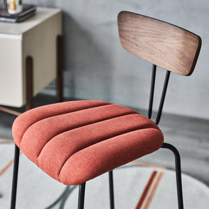 Zentique Lara Modern Bar Stool with Steel Frame, Cotton Upholstery & Compact 18.5"W Profile for Cafes CHMS024 BAR RED
