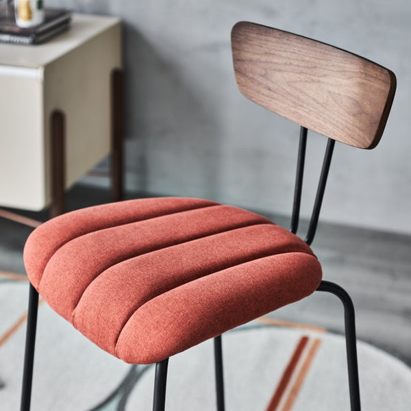 Zentique Lara Modern Bar Stool with Steel Frame, Cotton Upholstery & Compact 18.5"W Profile for Cafes CHMS024 BAR RED