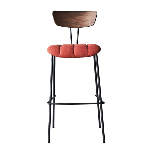 Zentique Lara Modern Bar Stool with Steel Frame, Cotton Upholstery & Compact 18.5"W Profile for Cafes CHMS024 BAR RED