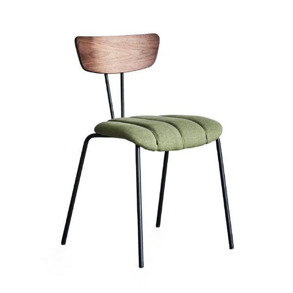 Zentique Lara Modern Side Chair with Powder-Coated Steel Frame, Cotton Upholstery & Ergonomic Plywood Seat CHMS024 GREEN