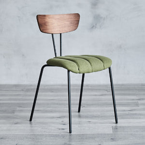 Zentique Lara Modern Side Chair with Powder-Coated Steel Frame, Cotton Upholstery & Ergonomic Plywood Seat CHMS024 GREEN