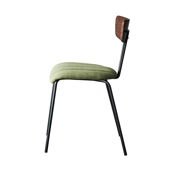 Zentique Lara Modern Side Chair with Powder-Coated Steel Frame, Cotton Upholstery & Ergonomic Plywood Seat CHMS024 GREEN