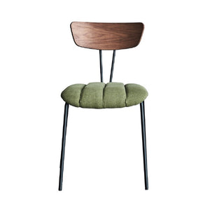Zentique Lara Modern Side Chair with Powder-Coated Steel Frame, Cotton Upholstery & Ergonomic Plywood Seat CHMS024 GREEN
