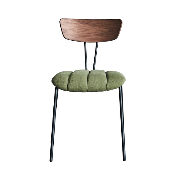 Zentique Lara Modern Side Chair with Powder-Coated Steel Frame, Cotton Upholstery & Ergonomic Plywood Seat CHMS024 GREEN