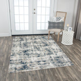 Rizzy Chelsea CHS105 Power Loomed Modern Polyester Rug Ivory / Teal 8'6" x 11'10"