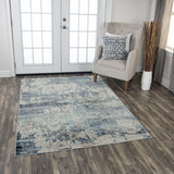 Rizzy Chelsea CHS107 Power Loomed Modern Polyester Rug Gray/Teal 8'6" x 11'10"