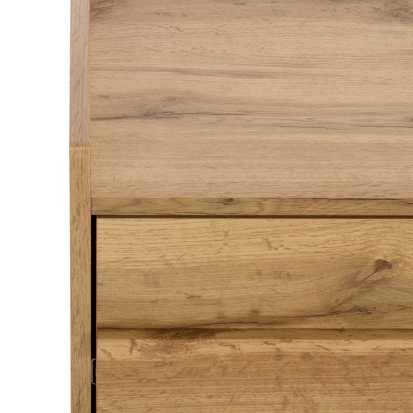 Mishi 3 Drawer Chest With Warm Natural Finish, Engineered Wood Storage Solution For Bedroom & Entryway