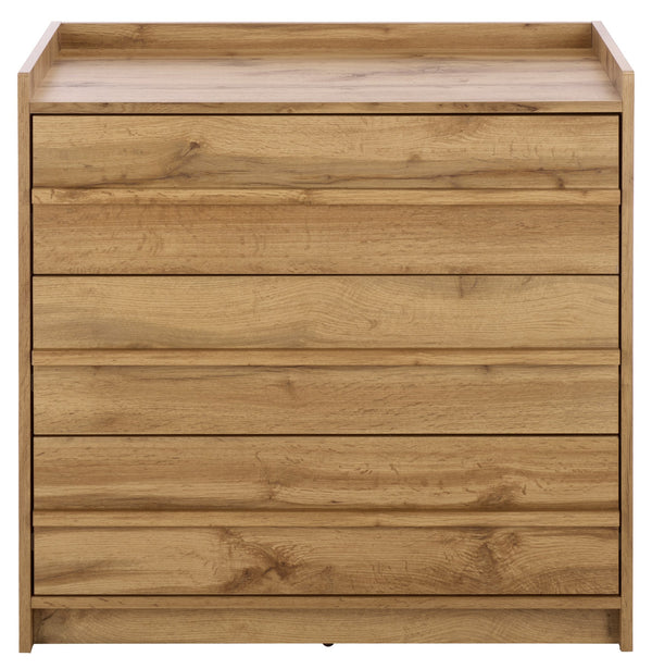Mishi 3 Drawer Chest With Warm Natural Finish, Engineered Wood Storage Solution For Bedroom & Entryway