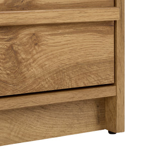 Mishi 3 Drawer Chest With Warm Natural Finish, Engineered Wood Storage Solution For Bedroom & Entryway
