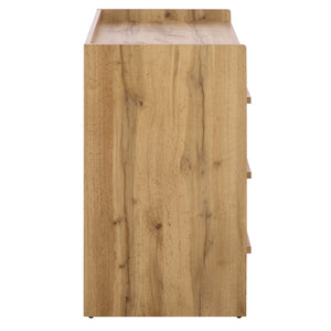 Mishi 3 Drawer Chest With Warm Natural Finish, Engineered Wood Storage Solution For Bedroom & Entryway