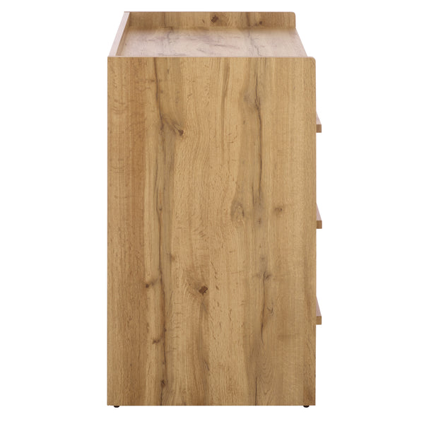 Mishi 3 Drawer Chest With Warm Natural Finish, Engineered Wood Storage Solution For Bedroom & Entryway