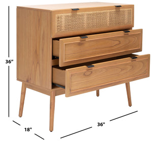 Safavieh Baisley 3 Drawer Rattan Chest - Natural Wooden Storage Solution For Stylish Home Organization Natural Wood Chs5000a