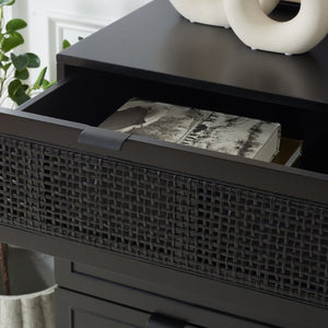 Safavieh Baisley 3-Drawer Rattan Chest - Mid-Century Charm With Spacious Storage For Coastal Living Spaces Black CHS5000B