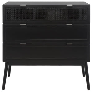Safavieh Baisley 3-Drawer Rattan Chest - Mid-Century Charm With Spacious Storage For Coastal Living Spaces Black CHS5000B