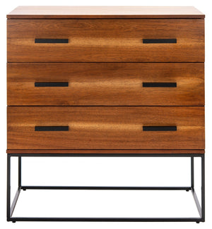 Safavieh Marquise 3-Drawer Chest - Elegant Storage Solution With Black Frame & Warm Brown Ombré Finish CHS5002A