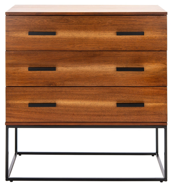 Safavieh Marquise 3-Drawer Chest - Elegant Storage Solution With Black Frame & Warm Brown Ombré Finish CHS5002A