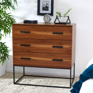 Safavieh Marquise 3-Drawer Chest - Elegant Storage Solution With Black Frame & Warm Brown Ombré Finish CHS5002A