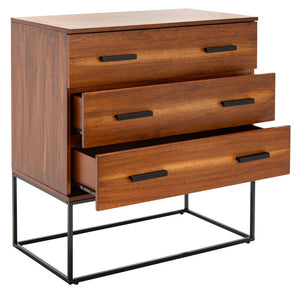 Safavieh Marquise 3-Drawer Chest - Elegant Storage Solution With Black Frame & Warm Brown Ombré Finish CHS5002A