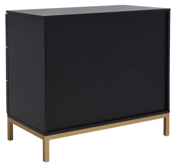 Safavieh Zadie 3-Drawer Rattan Chest - Modern Coastal Storage Solution With Organic Texture And Gold Accents Black With Natural Rattan / Gold Legs CHS5004A