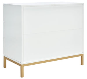 Safavieh Zadie 3-Drawer Rattan Chest - Modern Coastal Storage Solution With Organic Texture And Gold Accents White With Natural Rattan / Gold Legs CHS5004B