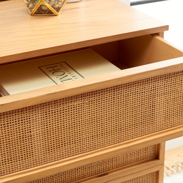 Safavieh Zadie 3-Drawer Rattan Chest - Modern Coastal Storage Solution With Organic Texture And Gold Accents Natural With Natural Rattan / Black Legs CHS5004C