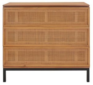 Safavieh Zadie 3-Drawer Rattan Chest - Modern Coastal Storage Solution With Organic Texture And Gold Accents Natural With Natural Rattan / Black Legs CHS5004C