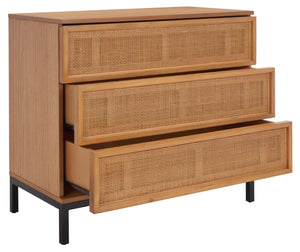 Safavieh Zadie 3-Drawer Rattan Chest - Modern Coastal Storage Solution With Organic Texture And Gold Accents Natural With Natural Rattan / Black Legs CHS5004C