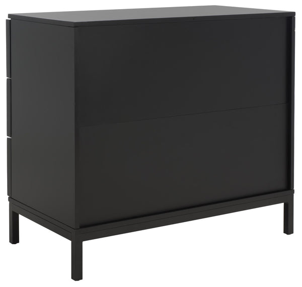 Safavieh Zadie 3-Drawer Rattan Chest - Modern Coastal Storage Solution With Organic Texture And Gold Accents Black With Natural Rattan / Black Legs CHS5004D