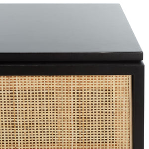 Safavieh Zadie 3-Drawer Rattan Chest - Modern Coastal Storage Solution With Organic Texture And Gold Accents Black With Natural Rattan / Black Legs CHS5004D