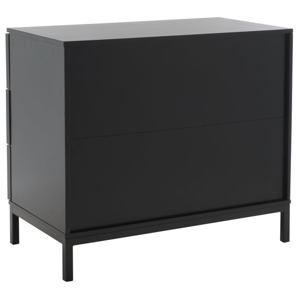 Safavieh Zadie 3-Drawer Rattan Chest - Modern Coastal Storage Solution With Organic Texture And Gold Accents Black CHS5004E