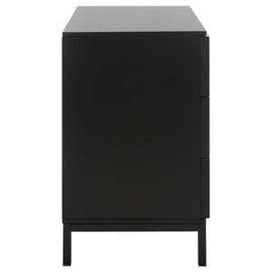 Safavieh Zadie 3-Drawer Rattan Chest - Modern Coastal Storage Solution With Organic Texture And Gold Accents Black CHS5004E
