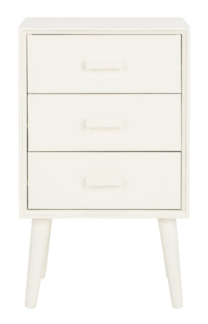 Safavieh Pomona 3-Drawer Accent Table - Mid-Century Charm With Distressed Finish For Stylish Storage Solutions Vintage White CHS5700A