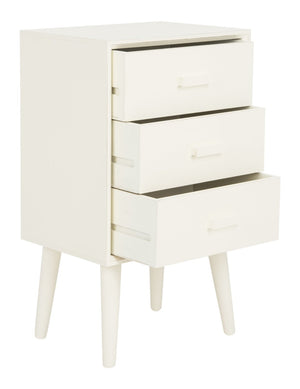 Safavieh Pomona 3-Drawer Accent Table - Mid-Century Charm With Distressed Finish For Stylish Storage Solutions Vintage White CHS5700A