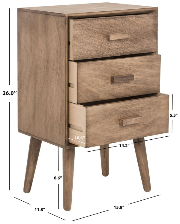 Safavieh Pomona 3-Drawer Accent Table - Mid-Century Charm With Distressed Finish For Stylish Storage Solutions Light Brown CHS5700B