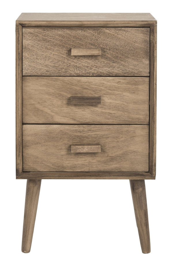 Safavieh Pomona 3-Drawer Accent Table - Mid-Century Charm With Distressed Finish For Stylish Storage Solutions Light Brown CHS5700B