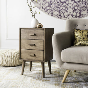 Safavieh Pomona 3-Drawer Accent Table - Mid-Century Charm With Distressed Finish For Stylish Storage Solutions Light Brown CHS5700B