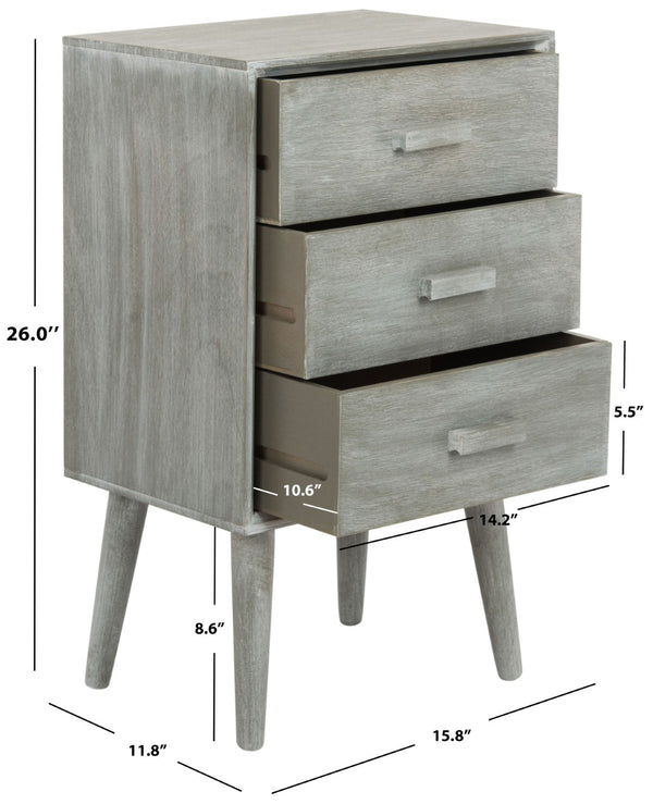 Safavieh Pomona 3-Drawer Accent Table - Mid-Century Charm With Distressed Finish For Stylish Storage Solutions Slate Grey CHS5700C