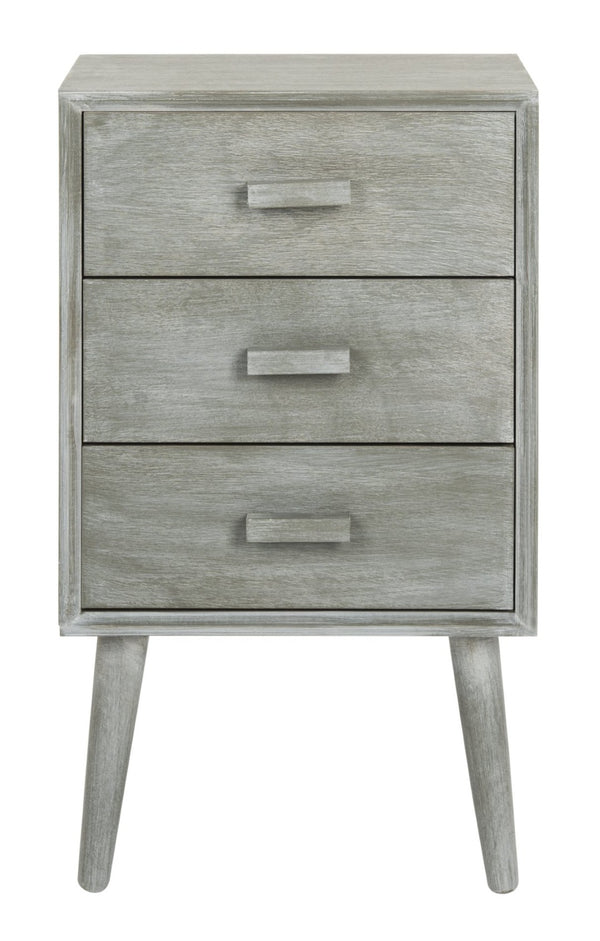 Safavieh Pomona 3-Drawer Accent Table - Mid-Century Charm With Distressed Finish For Stylish Storage Solutions Slate Grey CHS5700C