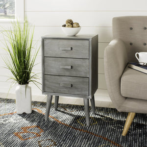 Safavieh Pomona 3-Drawer Accent Table - Mid-Century Charm With Distressed Finish For Stylish Storage Solutions Slate Grey CHS5700C