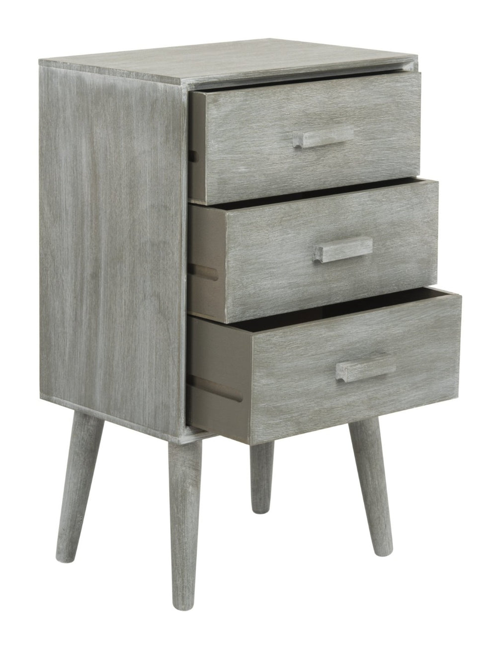 Safavieh Pomona 3-Drawer Accent Table - Mid-Century Charm With Distressed Finish For Stylish Storage Solutions Slate Grey CHS5700C