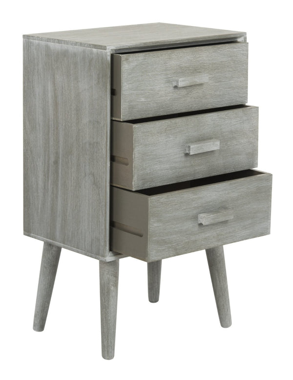 Safavieh Pomona 3-Drawer Accent Table - Mid-Century Charm With Distressed Finish For Stylish Storage Solutions Slate Grey CHS5700C
