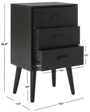 Safavieh Pomona 3-Drawer Accent Table - Mid-Century Charm With Distressed Finish For Stylish Storage Solutions Black CHS5700D