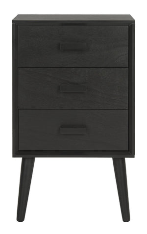 Safavieh Pomona 3-Drawer Accent Table - Mid-Century Charm With Distressed Finish For Stylish Storage Solutions Black CHS5700D