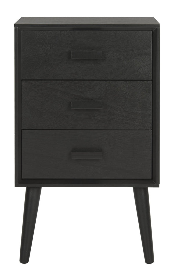 Safavieh Pomona 3-Drawer Accent Table - Mid-Century Charm With Distressed Finish For Stylish Storage Solutions Black CHS5700D